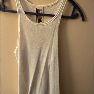 Free People White Ribbed Tank Top
